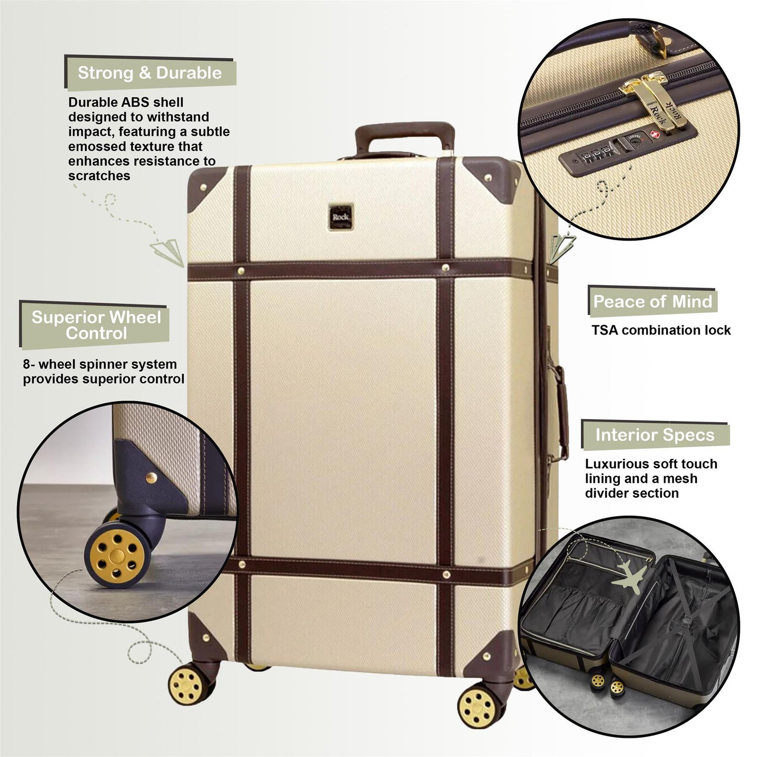 Alexandria Set of 3 Hard Shell Suitcase in Gold