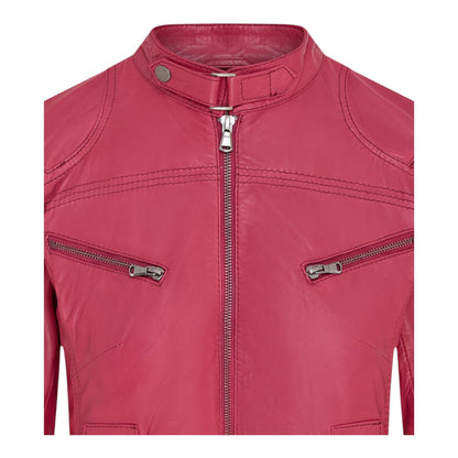 Womens Slim-Fit Leather Biker Jacket-Maldon
