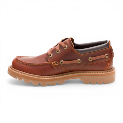 CAT (Caterpillar) Mens Dark Russet Brown Leather Low-Cut Boots - Colorado Boat Lo