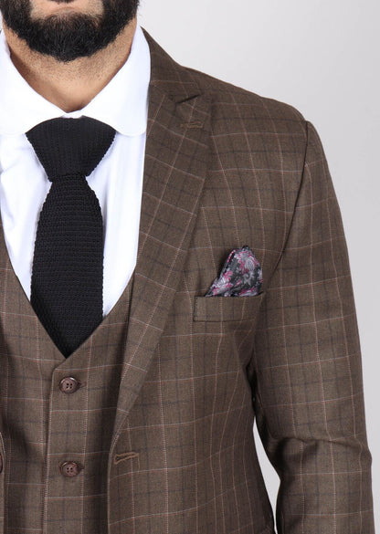 Mens IM2 Classic Plain Brown 3 Piece Suit - Upperclass Fashions 