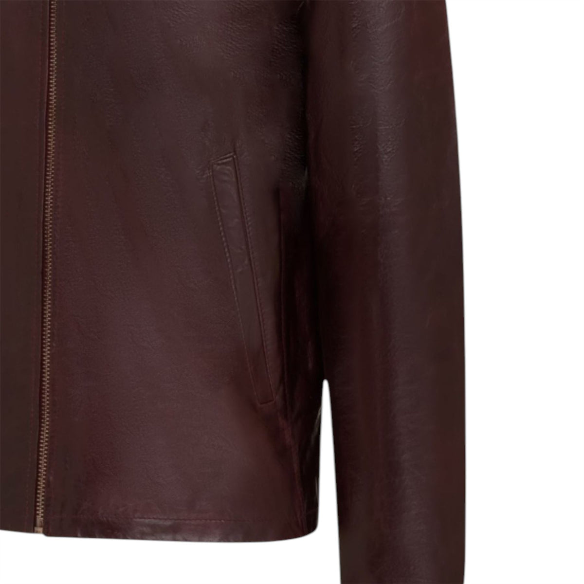 Mens Leather Harrington Collar Biker Jacket - Arick