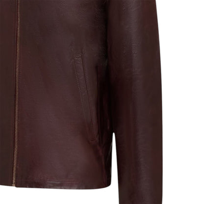 Mens Leather Harrington Collar Biker Jacket - Arick