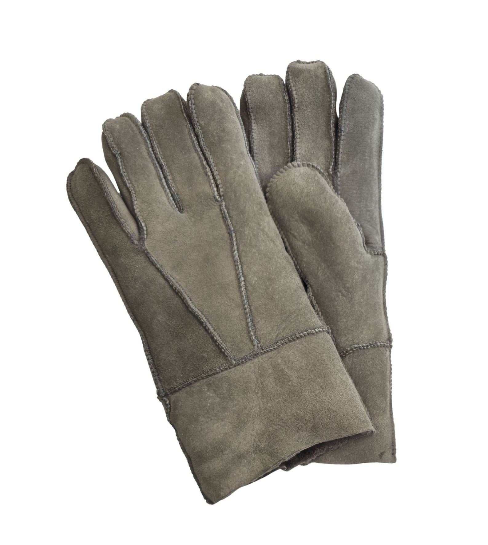 Unisex Sheepskin Suede Gloves with Roll Up/Down Cuff