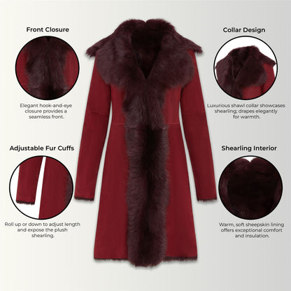 Womens Suede Toscana Sheepskin Trench Coat-Rochester