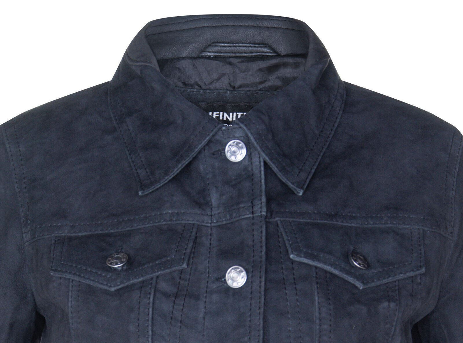 Womens Classic Suede Trucker Jeans Jacket-Neston