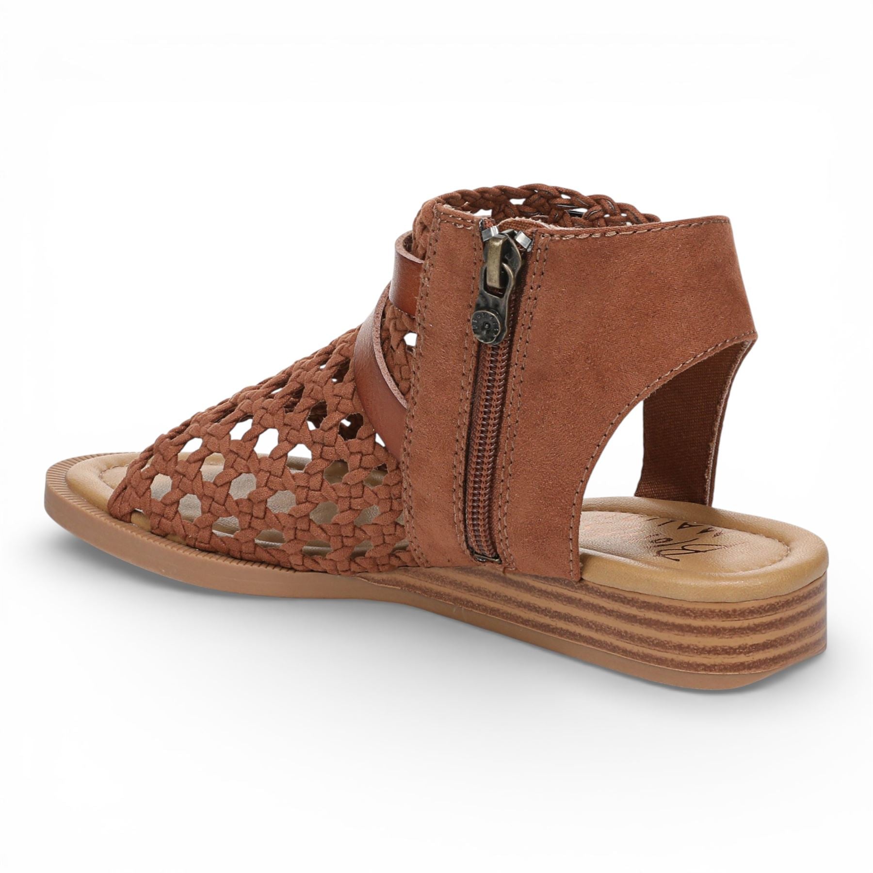 Blowfish Malibu Womens Cognac Brown Weave Micro Wedge Sandals - Anuella
