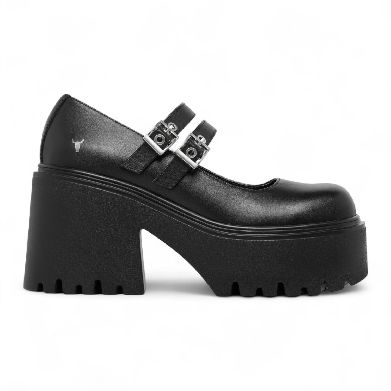 Windsorsmith Womens Black Leather Chunky Platform Mary-Jane Heel Shoes - Lessons