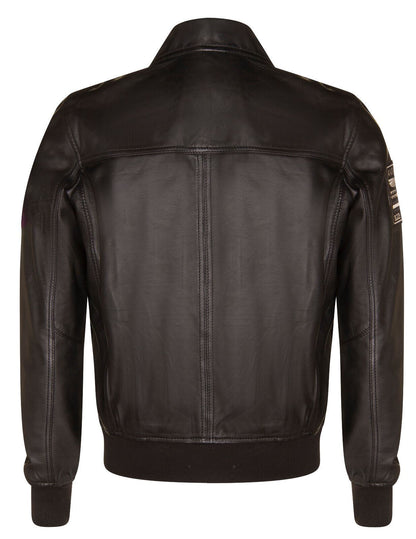 Mens Leather Pilot Bomber Jacket - Crediton - Upperclass Fashions 