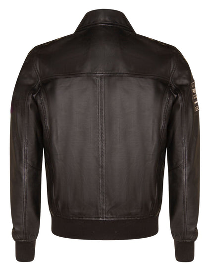 Mens Leather Pilot Bomber Jacket - Crediton