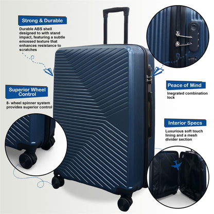 Junee Set of 3 Hard Shell Suitcase in Blue