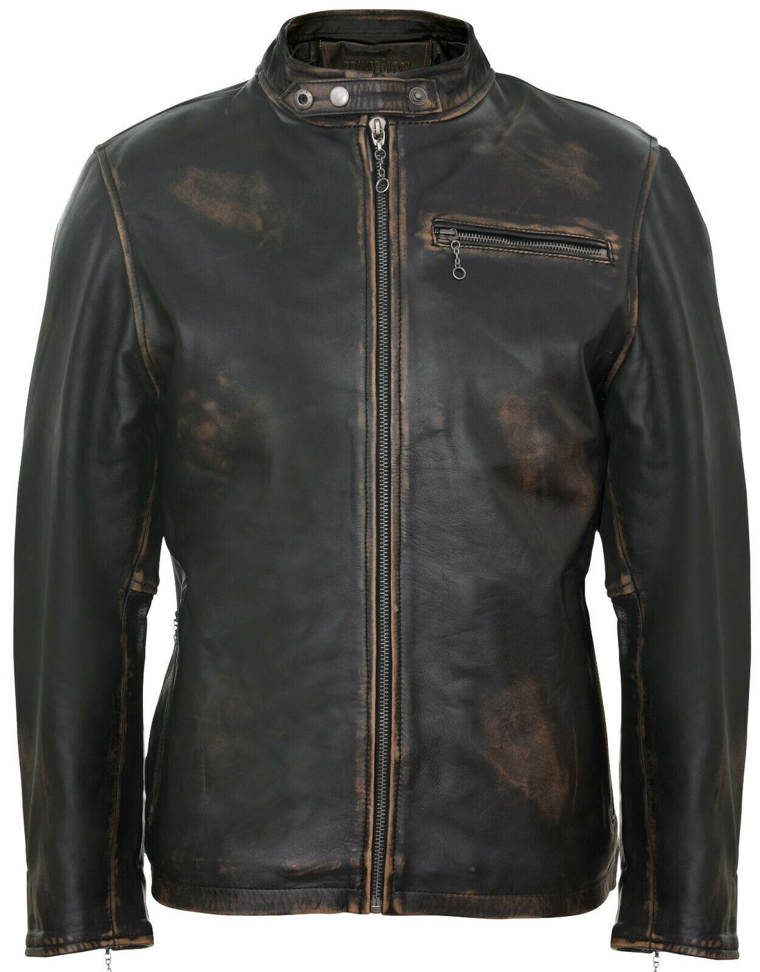 Mens Classic Black Leather Biker Jacket- Southgate - Upperclass Fashions 