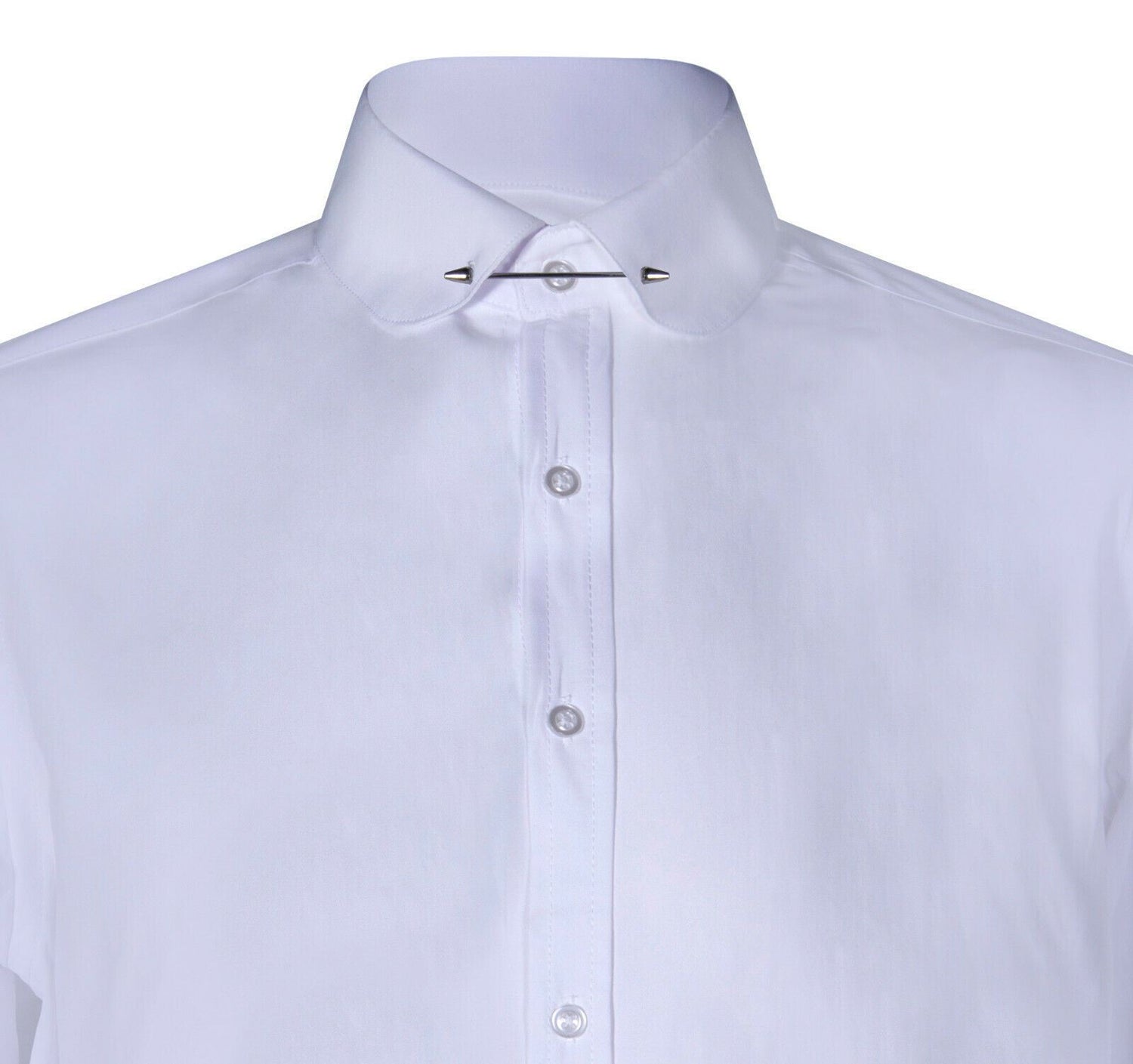 Mens Club Collar White Shirt 1920s Peaky Blinders With Bar Poplin Pin Smart - Upperclass Fashions 