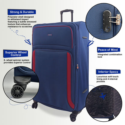 Ashland Set of 3 Soft Shell Suitcase in Navy