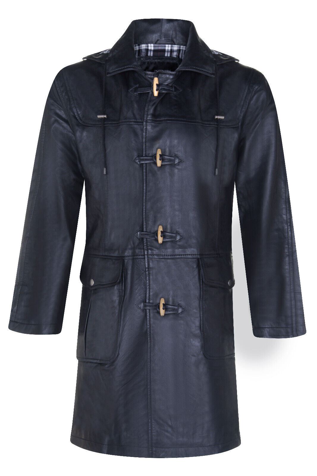 Mens 3/4 Length Leather Duffle Classic Coat-Ferryhill