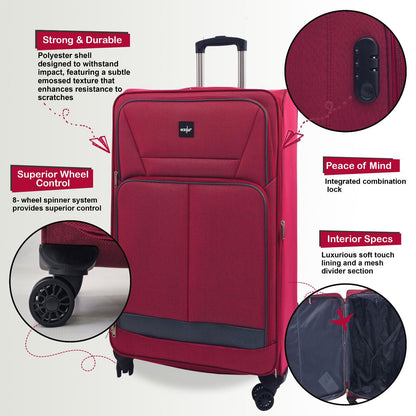 Ashford Large Soft Shell Suitcase in Burgundy