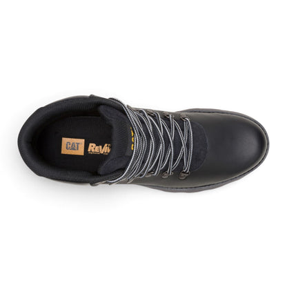 Caterpillar (CAT) Mens Black Leather Waterproof Lace Up Boots - Pursue Hiker