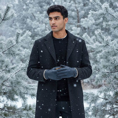 Men’s Italian Leather Warm Wool Lining Winter Gloves - M-LGV-405