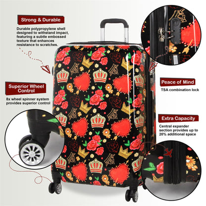 Ballina Large Hard Shell Suitcase in Black Queen Rosses