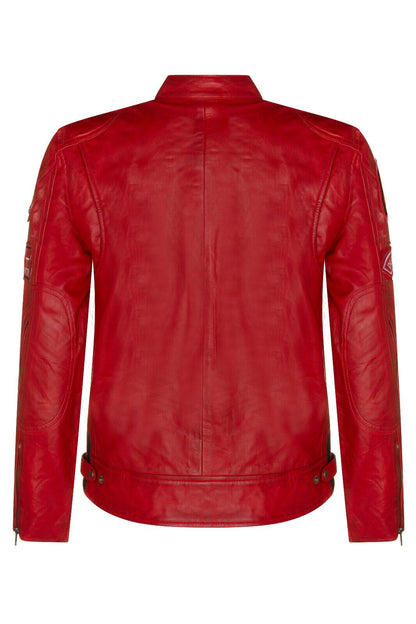 Mens Versatile Leather Biker Jacket-Stone