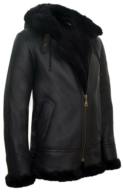Mens B3 Hooded Sheepskin Flying Jacket-Harwich