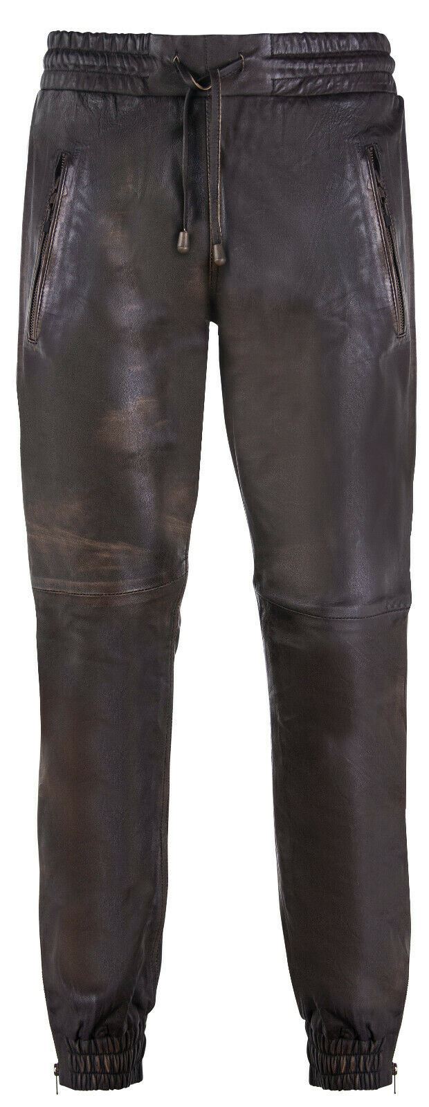 Mens Comfort  Leather Jogging Bottoms-Halifax
