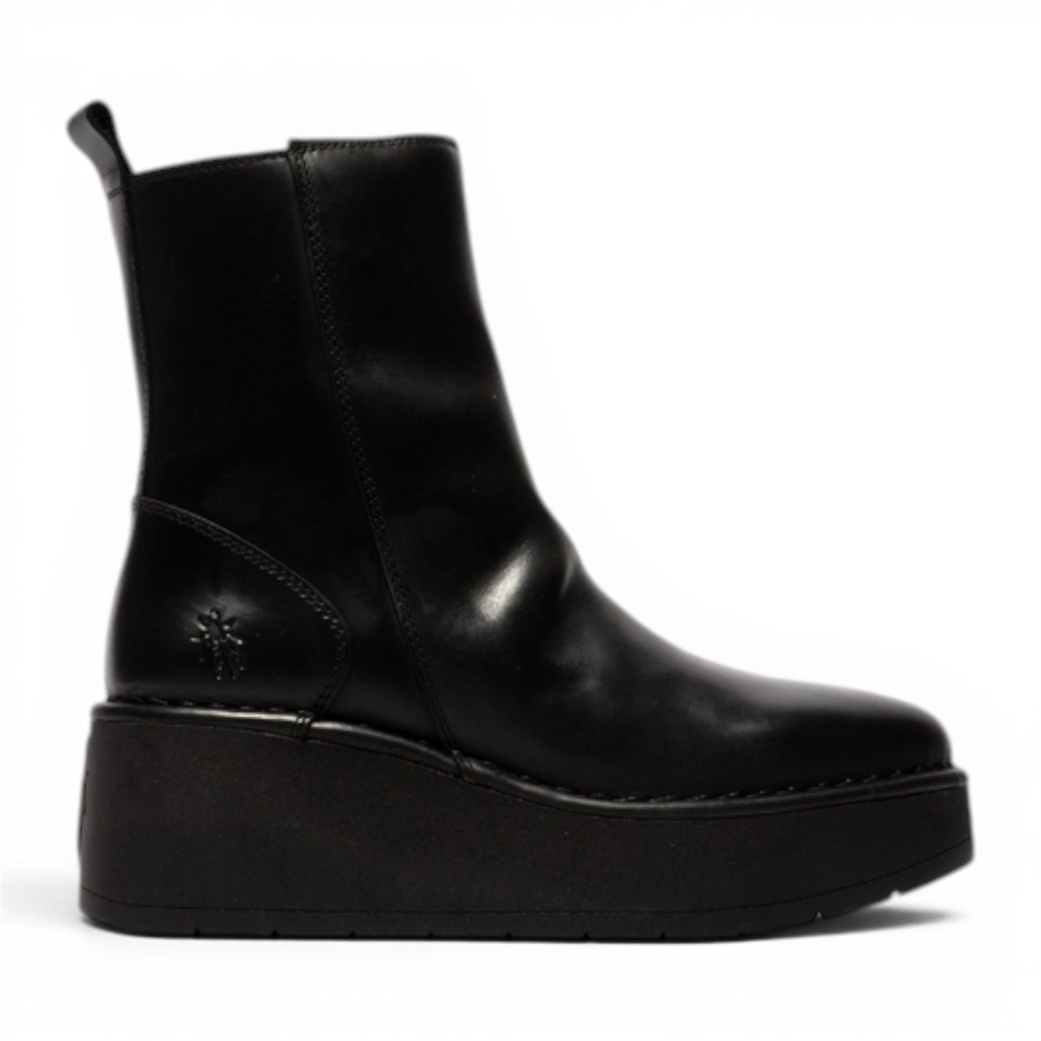 Fly London Women’s Black Leather Wedge Heel Platform Ankle Boots - HEIJ272