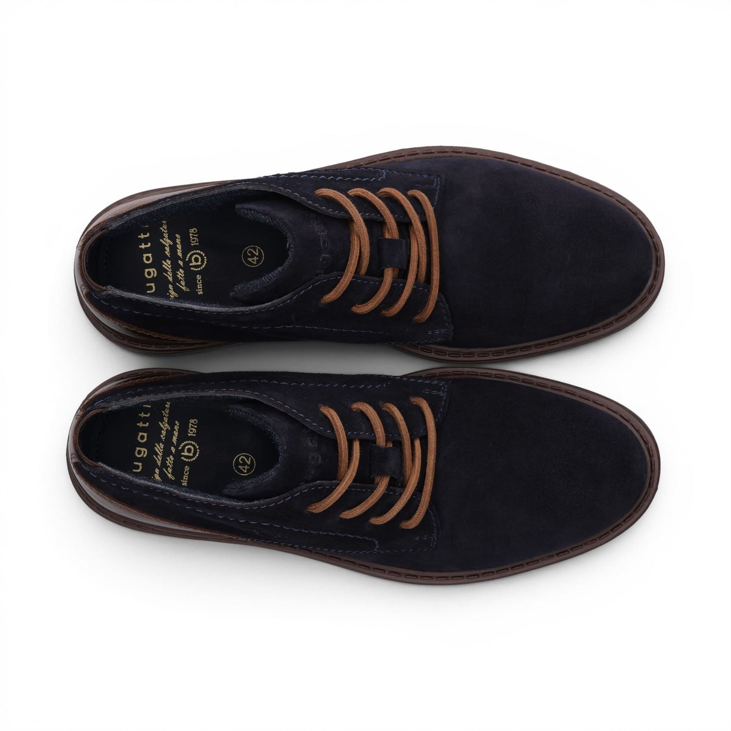 Bugatti Mens Navy Blue Suede Leather Lace-up Desert Ankle Boots - Lota