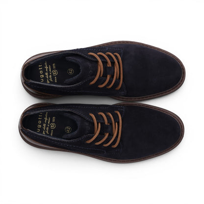 Bugatti Mens Navy Blue Suede Leather Lace-up Desert Ankle Boots - Lota