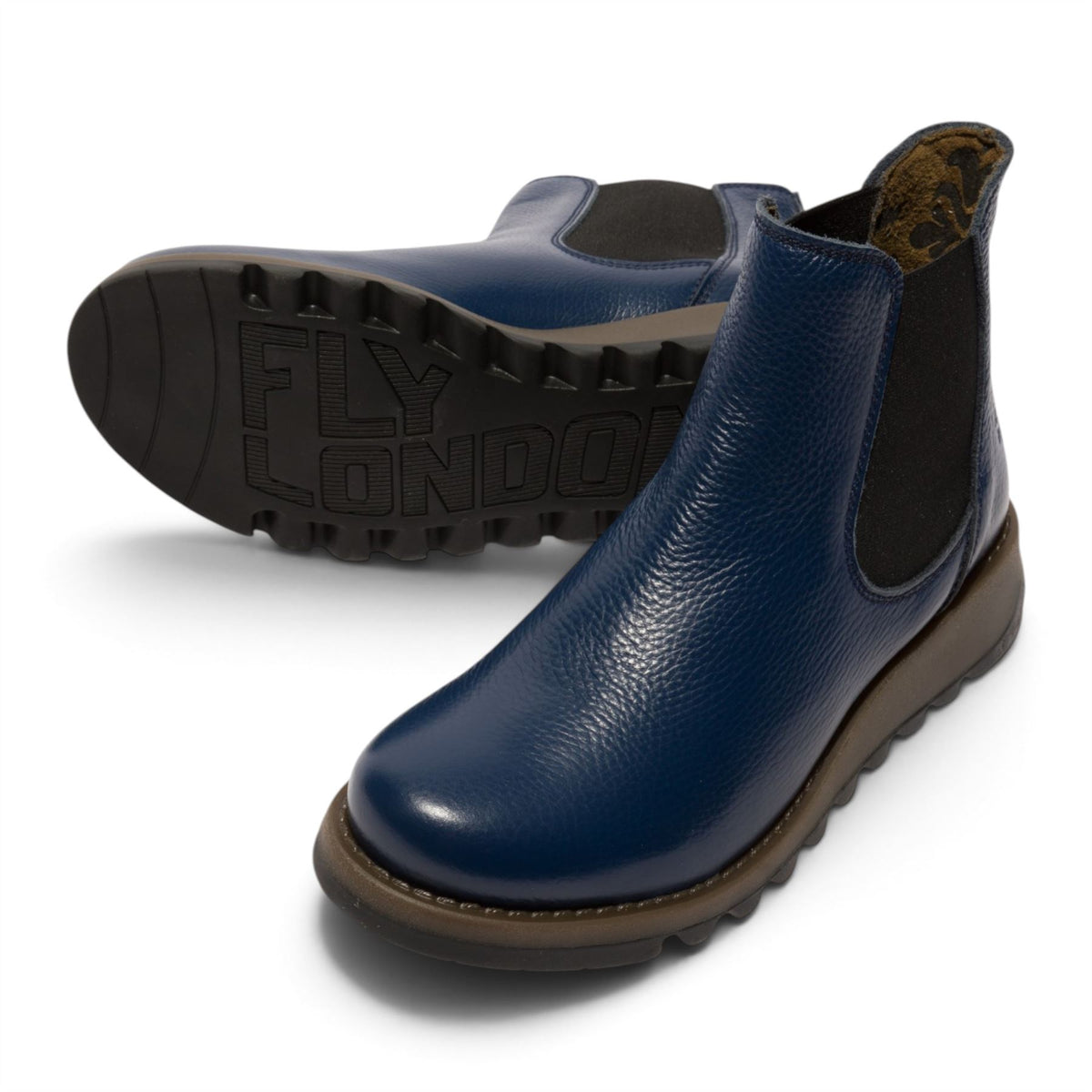 Fly London Womens Navy Chelsea Leather Ankle Boots - SALV195