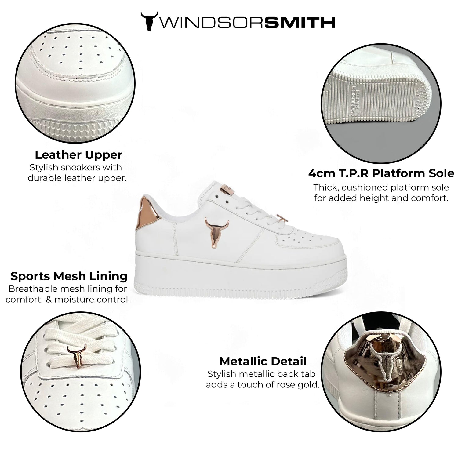 Windsorsmith White Chunky Leather Sneakers - Rich