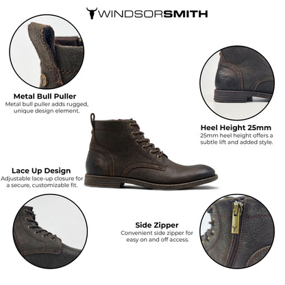 Windsorsmith Brown Leather Casual Desert Boots - Sebastien