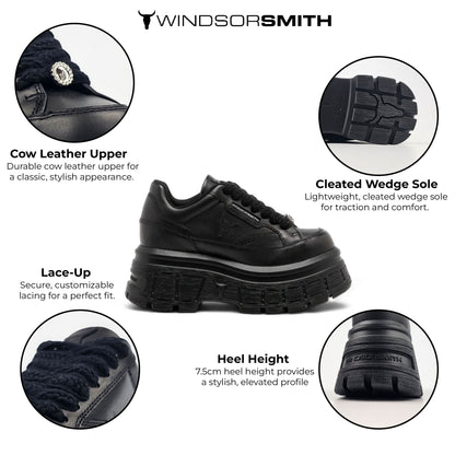 Windsorsmith Black Chunky Leather Sneakers - Swerve