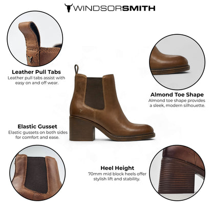 Windsorsmith Tan Classic Leather Chelsea Ankle Boots - Varsity